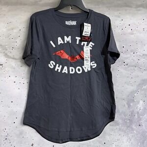 The Batman Movie Women's 2XL I Am The Shadows Blue Gray Graphic Logo T-Shirt